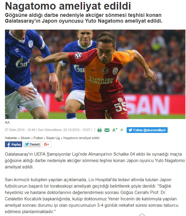 Nagatomo Ameliyat Edildi