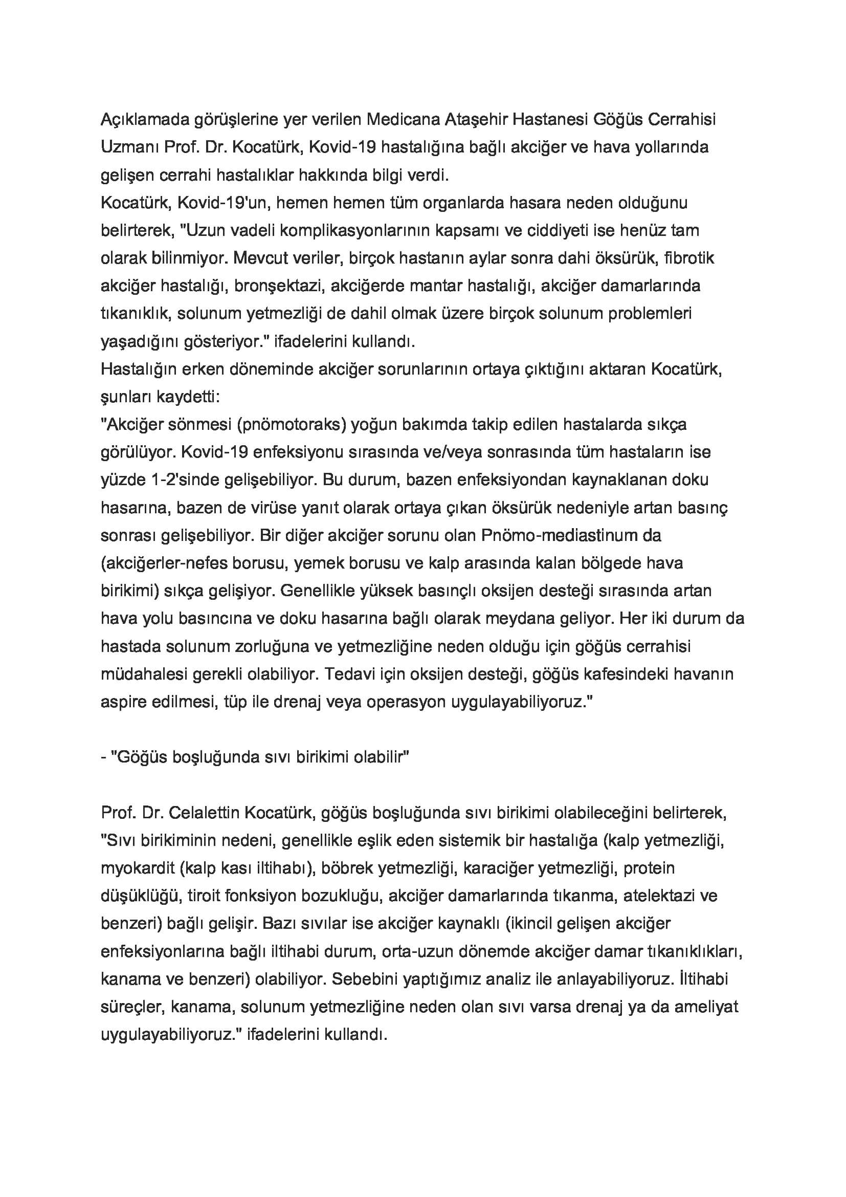 Kovid-19, akciğer ve hava yollarında cerrahi hastalıklara neden olabiliyor 15.09.2021 Ant Haber