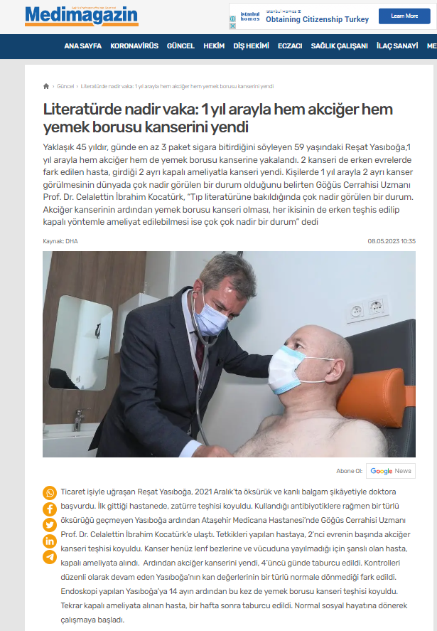 Medimagazin-Bir Yılda İki Kanseri Birden Yendi