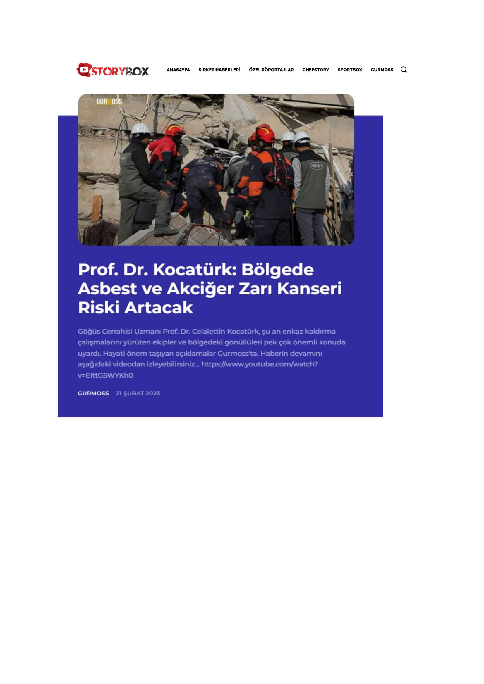 STORYBOX - Prof. Dr. Kocatürk: Enkaz bölgesinde  Asbest 