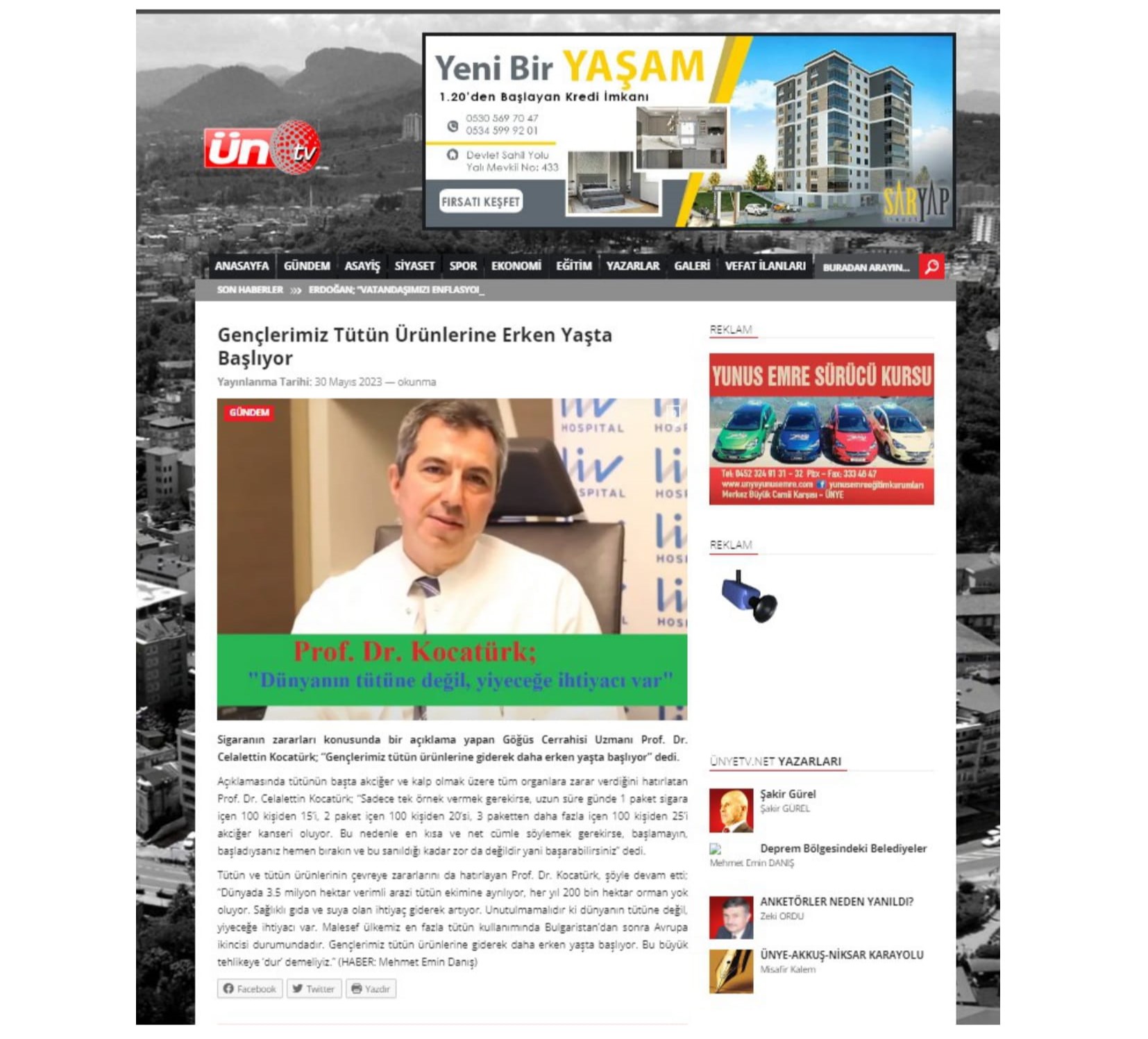 Ünye-Gençlerimiz Tütün Ürünlerine Erken Yaşta Başlıyor